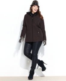 Whether you're layering it or wearing it alone, Esprit's diamond-quilted plus size jacket exudes classic, sporty chic. Whether you're layering it or wearing it alone, Esprit's diamond-quilted plus size jacket exudes classic, sporty chic.