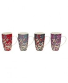 Relax and savor your favorite drinks with the Enchanted Garden mugs gift set from Maxwell & Williams. A retro shape and colorful graphics add new pep to your regular coffee, cocoa or tea. Relax and savor your favorite drinks with the Enchanted Garden mugs gift set from Maxwell & Williams. A retro shape and colorful graphics add new pep to your regular coffee, cocoa or tea.