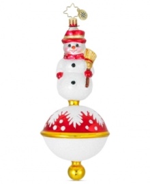 Cute as a button, this Littlest Snowman ornament is totally whimsical and styled for the season with rosy cheeks, polka dot scarf and red hat. Embellished with frosty sparkles for a touch of magic. From Christopher Radko. Cute as a button, this Littlest Snowman ornament is totally whimsical and styled for the season with rosy cheeks, polka dot scarf and red hat. Embellished with frosty sparkles for a touch of magic. From Christopher Radko.