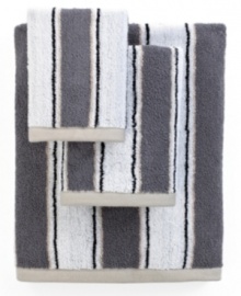Sweet serenity. Offering a romantic and elegant composition for your bath space, this Aquarelle Stripe washcloth features beautiful stripes in sophisticated hues. Sweet serenity. Offering a romantic and elegant composition for your bath space, this Aquarelle Stripe washcloth features beautiful stripes in sophisticated hues.