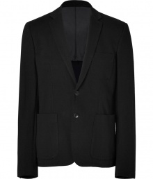 Both contemporary and cool, Rag & Bones black cotton blazer is a wardrobe staple perfect for finishing city-chic looks - Notched lapel, long sleeves, buttoned cuffs, oversized stitch detailing, double-buttoned front, patch pockets, back vent - Contemporary straight fit - Team with everything from tees and jeans to dress shirts and tailored slim trousers Both contemporary and cool, Rag & Bones black cotton blazer is a wardrobe staple perfect for finishing city-chic looks - Notched lapel, long sleeves, buttoned cuffs, oversized stitch detailing, double-buttoned front, patch pockets, back vent - Contemporary straight fit - Team with everything from tees and jeans to dress shirts and tailored slim trousers