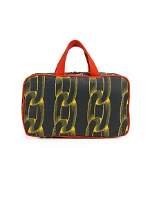 THE LOOKRectangular shapeContrasting signature chain-link print, alloverZip around closureNylon top handlesInterior has clear and mesh zip compartmentsTHE MEASUREMENT11½W X 7H X 4DTHE MATERIALCoated canvas/leather trimPrinted nylon liningORIGINImported THE LOOKRectangular shapeContrasting signature chain-link print, alloverZip around closureNylon top handlesInterior has clear and mesh zip compartmentsTHE MEASUREMENT11½W X 7H X 4DTHE MATERIALCoated canvas/leather trimPrinted nylon liningORIGINImported