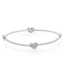 True love is like a knot that never comes undone. With cubic zirconia-encrusted hearts, this platinum vermeil pave bracelet lets her know just how you feel. True love is like a knot that never comes undone. With cubic zirconia-encrusted hearts, this platinum vermeil pave bracelet lets her know just how you feel.