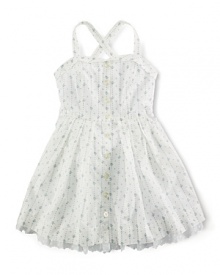 The floral-print dress in soft woven cotton has a fitted princess-seamed bodice and a full, pleated skirt for a pretty, tailored look. The floral-print dress in soft woven cotton has a fitted princess-seamed bodice and a full, pleated skirt for a pretty, tailored look.