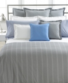 Lauren by Ralph Lauren's Jermyn Street pillowcase set features sleek blue and white stripes for a fresh, sophisticated look. Finished with a 5 hem and double needle topstitch.