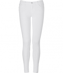 A tried and true favorite of the fashion set detailed in pristine white, these J Brand jeans are easy and flattering with a skinny leg and just the right amount of stretch - Classic five-pocket style, zip fly, button closure, belt loops - Slim fit - Wear with a pullover, leather jacket, and flats A tried and true favorite of the fashion set detailed in pristine white, these J Brand jeans are easy and flattering with a skinny leg and just the right amount of stretch - Classic five-pocket style, zip fly, button closure, belt loops - Slim fit - Wear with a pullover, leather jacket, and flats