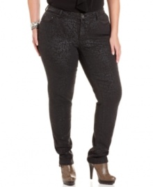 Land one the season's hottest trends with DKNY Jeans' plus size skinny jeans, flaunting a sexy leopard-print! Land one the season's hottest trends with DKNY Jeans' plus size skinny jeans, flaunting a sexy leopard-print!