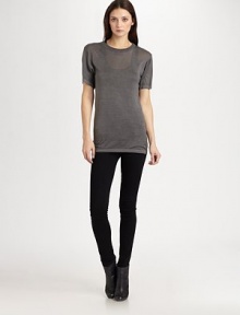 Finespun silk jersey, in a classic tee silhouette.Rib-knit crewneckShort sleevesSilkMachine washImportedModel shown is 5'11 (180cm) wearing US size Small. Finespun silk jersey, in a classic tee silhouette.Rib-knit crewneckShort sleevesSilkMachine washImportedModel shown is 5'11 (180cm) wearing US size Small.