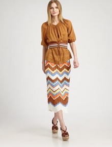 A trademark M Missoni style, this incredibly chic, bohemian-inspired knit with a zigzag print hits just at the calves. Elasticized waistbandCurve-hugging fitSolid trimScalloped hemAbout 32 long87% cotton/11% viscose/2% linenDry cleanImported Model shown is 5'10½ (179cm) wearing US size 4. A trademark M Missoni style, this incredibly chic, bohemian-inspired knit with a zigzag print hits just at the calves. Elasticized waistbandCurve-hugging fitSolid trimScalloped hemAbout 32 long87% cotton/11% viscose/2% linenDry cleanImported Model shown is 5'10½ (179cm) wearing US size 4.
