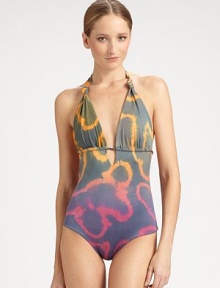 A design with immeasurable charm thanks to braided ties and a bohemian print.Knotted halter strap ties at neckKeyhole detail on frontBack tie closureFully lined92% polyester/8% elastaneHand washImported A design with immeasurable charm thanks to braided ties and a bohemian print.Knotted halter strap ties at neckKeyhole detail on frontBack tie closureFully lined92% polyester/8% elastaneHand washImported
