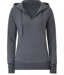 Go sporty-chic in this slim fit hoodie from Closed - Hood with drawstring, V-neck, long sleeves, front kangaroo pocket, long body, slim fit - Style with cropped cargo pants and ballet flats