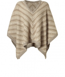 A stylish alternative to your favorite jackets, this cashmere-blend poncho from Ralph Lauren offers up luxe appeal to any ensemble - V-neck, draped relaxed fit, chevron striped knit, ribbed trim at neckline and hem - Wear with a boho-inspired blouse, flared slim jeans, and high heel booties