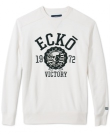 This Ecko Unltd sweatshirt will make you victorious in your quest for comfort and style. This Ecko Unltd sweatshirt will make you victorious in your quest for comfort and style.