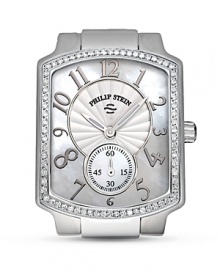 Beautiful mother-of-pearl, accented with diamonds, adds glamour to this classic timepiece.