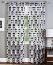 Give a breezy geometric layer to your view with the Neo Sheer window panel. Its burnout styling makes this design great for hanging alone and also adds a few beautiful tones that are great for layering in warm months. Give a breezy geometric layer to your view with the Neo Sheer window panel. Its burnout styling makes this design great for hanging alone and also adds a few beautiful tones that are great for layering in warm months.