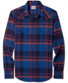 With a stylish slim fit, this Lucky Brands Jeans flannel button down shirt has a look that will make you yell yeehaw! With a stylish slim fit, this Lucky Brands Jeans flannel button down shirt has a look that will make you yell yeehaw!