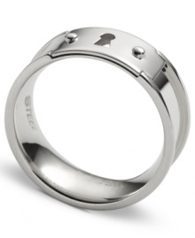 This band ring from Fossil is the key to your new look. Crafted in polished stainless steel with a keyhole accent. Size 7. This band ring from Fossil is the key to your new look. Crafted in polished stainless steel with a keyhole accent. Size 7.