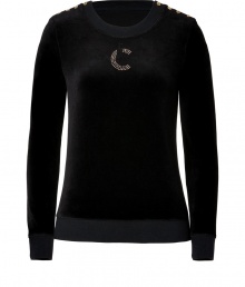 Inject luxe style into your casual-cool looks with Juicy Coutures rhinestone embellished pullover, detailed with metallic logo buttoned shoulders for that contemporary-classic edge - Rounded neckline, long sleeves, tonal trim, fitted cuffs and hemline - Slim straight fit - Layer over tees and leggings, and super soft shearling lined boots Inject luxe style into your casual-cool looks with Juicy Coutures rhinestone embellished pullover, detailed with metallic logo buttoned shoulders for that contemporary-classic edge - Rounded neckline, long sleeves, tonal trim, fitted cuffs and hemline - Slim straight fit - Layer over tees and leggings, and super soft shearling lined boots