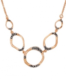 Add some glitter and glam to your look. Genevieve & Grace's pretty hammered circle link necklace features sparkling marcasite in 18k rose gold over sterling silver. Approximate length: 17 inches. Approximate drop: 1 inch. Add some glitter and glam to your look. Genevieve & Grace's pretty hammered circle link necklace features sparkling marcasite in 18k rose gold over sterling silver. Approximate length: 17 inches. Approximate drop: 1 inch.