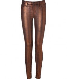 These cool coated jeans from J Brand add instant rock n roll edge to your casual basics - Classic five-pocket styling, skinny leg, mid-rise, coated cotton with stretch - Form-fitting - Pair with an oversized pullover, a leather jacket, and platform heels These cool coated jeans from J Brand add instant rock n roll edge to your casual basics - Classic five-pocket styling, skinny leg, mid-rise, coated cotton with stretch - Form-fitting - Pair with an oversized pullover, a leather jacket, and platform heels
