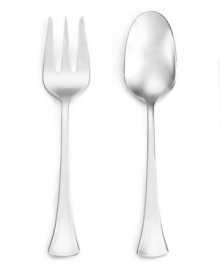 A smart go-to for dishing out everything from weeknight meals to party fare, the Woodruff serving fork and spoon complement practically any flatware pattern in simply polished stainless steel. A smart go-to for dishing out everything from weeknight meals to party fare, the Woodruff serving fork and spoon complement practically any flatware pattern in simply polished stainless steel.