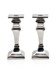 Dim the lights and elevate the room. Rendered in pure aluminum, Godinger's Square candlesticks decorate elegant spaces with classic sophistication. Dim the lights and elevate the room. Rendered in pure aluminum, Godinger's Square candlesticks decorate elegant spaces with classic sophistication.