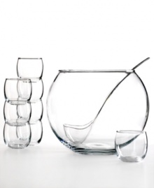Fuel your next party with juice or sangria from this giant round punch bowl. Eight matching glasses and an accompanying ladle ensure bottomless drinks and a festive atmosphere for you and your guests. Fuel your next party with juice or sangria from this giant round punch bowl. Eight matching glasses and an accompanying ladle ensure bottomless drinks and a festive atmosphere for you and your guests.