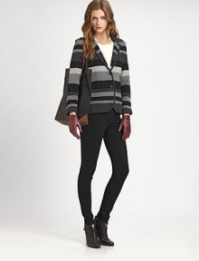 Classically styled blazer modernized by contrasting stripes and a comfy knit silhouette. Notched collarButton frontLong sleevesFront patch pocketsBack ventAbout 25 from shoulder to hemWoolDry cleanImportedModel shown is 5'10 (177cm) wearing US size Small. Classically styled blazer modernized by contrasting stripes and a comfy knit silhouette. Notched collarButton frontLong sleevesFront patch pocketsBack ventAbout 25 from shoulder to hemWoolDry cleanImportedModel shown is 5'10 (177cm) wearing US size Small.