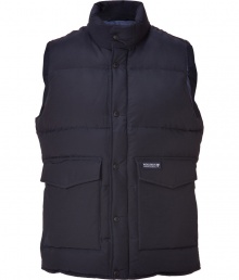 The perfect silhouette for taking through the seasons, Woolrichs down vest is a timeless classic choice - Stand-up collar, snapped panel with hidden two-way zipper underneath, flap pockets - Straight slim fit - Wear with everything from long sleeve tees and jeans to cashmere pullovers and tailored trousers The perfect silhouette for taking through the seasons, Woolrichs down vest is a timeless classic choice - Stand-up collar, snapped panel with hidden two-way zipper underneath, flap pockets - Straight slim fit - Wear with everything from long sleeve tees and jeans to cashmere pullovers and tailored trousers
