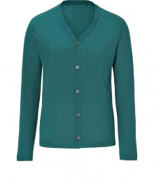 With a rich emerald hue and immaculate finishing, Jil Sanders wool cardigan is a classic and luxurious choice - High V-neckline, long sleeves, button-down front - Slim fit - Wear with a button-down, tailored trousers and lace-ups With a rich emerald hue and immaculate finishing, Jil Sanders wool cardigan is a classic and luxurious choice - High V-neckline, long sleeves, button-down front - Slim fit - Wear with a button-down, tailored trousers and lace-ups