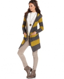 In a nubby striped knit, this Free People cardigan is perfect for layering on-trend texture!