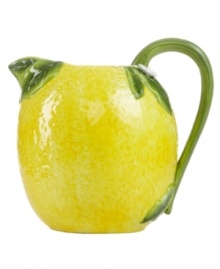 Irresistibly bright, fun and teeming with figural detail, the Lemon pitcher from Martha Stewart Collection goes a long way in reviving casual kitchens and tables. Irresistibly bright, fun and teeming with figural detail, the Lemon pitcher from Martha Stewart Collection goes a long way in reviving casual kitchens and tables.