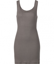 Stylish tank top in black ribbed cotton - Super-soft, machine washable material - Flattering wide scoop neckline - Extra-long, ultra-fitted silhouette - Hits mid-thigh - A genius basic ideal for layering beneath blazers and cardigans - Pair with denim or leather slim pants and style with scarves or colorful multi-strand necklaces