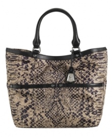 This take-anywhere tote by Cole Haan will get you where you need to go in style. A sleek python print and shiny silvetone hardware give this tote the right look for the office, happy hour or weekend adventure. This take-anywhere tote by Cole Haan will get you where you need to go in style. A sleek python print and shiny silvetone hardware give this tote the right look for the office, happy hour or weekend adventure.