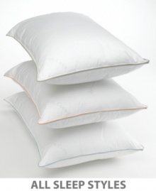 Make your daily escape in the soothing comfort and plushness of this Vail Down pillow from Charter Club. Features lofty duck down hypoallergenic fill to gently cushion your head and a soft 350-thread count cotton cover. Ideal for all sleep types. Make your daily escape in the soothing comfort and plushness of this Vail Down pillow from Charter Club. Features lofty duck down hypoallergenic fill to gently cushion your head and a soft 350-thread count cotton cover. Ideal for all sleep types.