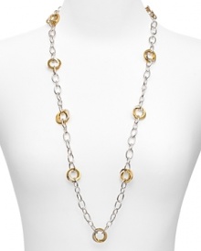 Finish your look with this chic and contemporary two-tone link necklace from Lauren Ralph Lauren.