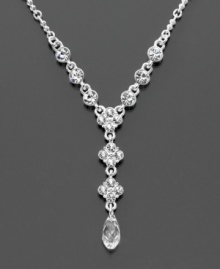 Elevate your style with a glamourous crystal cluster Givenchy necklace in silvertone. Length measures 17 inches with 3 inch extender at back and 2-1/2 drop at front. Elevate your style with a glamourous crystal cluster Givenchy necklace in silvertone. Length measures 17 inches with 3 inch extender at back and 2-1/2 drop at front.