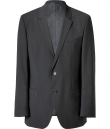 Elegant jacket in a fine dark grey pure wool - Comfortable lightweight and supple quality in a pin striped look - Classic, chic, a great basic for any wardrobe - New: deep, slim cut lapels - Single breasted with two buttons - Two flap pockets and a chest pocket - Straight cut, slightly longer torso - The perfect jacket for the office and afterwards - Ideal to complete your look when you wear a dress shirt and classic trousers Elegant jacket in a fine dark grey pure wool - Comfortable lightweight and supple quality in a pin striped look - Classic, chic, a great basic for any wardrobe - New: deep, slim cut lapels - Single breasted with two buttons - Two flap pockets and a chest pocket - Straight cut, slightly longer torso - The perfect jacket for the office and afterwards - Ideal to complete your look when you wear a dress shirt and classic trousers