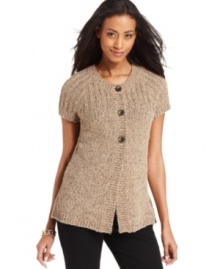 Charter Club's marled knit sweater is a figure-flattering must-have, thanks to the swingy silhouette.