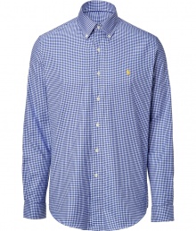 Tailored with a sharp custom fit, Ralph Laurens crisp cotton twill button-down lends a timeless edge to any outfit - Button-down collar, long sleeves, buttoned cuffs, shirttail hemline - Classic fit - Wear with everything from pullovers and jeans to colored cords and boat shoes Tailored with a sharp custom fit, Ralph Laurens crisp cotton twill button-down lends a timeless edge to any outfit - Button-down collar, long sleeves, buttoned cuffs, shirttail hemline - Classic fit - Wear with everything from pullovers and jeans to colored cords and boat shoes