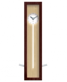 Infinity Instruments pays tribute to old-world clock design with this contemporary timekeeper for your wall or tabletop. A rich walnut finish, numberless dial and decorative pendulum combine to complement modern settings.