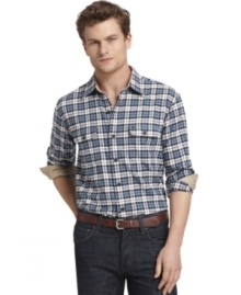 Layering is key this season and so is this flannel shirt from Izod. Layering is key this season and so is this flannel shirt from Izod.
