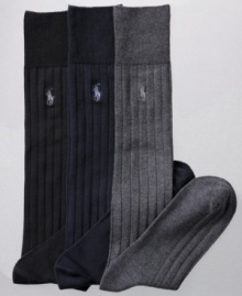 Ribbed for comfort and lightweight, these comfortable dress socks stretch over the calf and stay in place all day long. Ribbed for comfort and lightweight, these comfortable dress socks stretch over the calf and stay in place all day long.