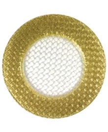 The fastest way to a festive table, Gold Weave Glittered charger plates turn understated place settings into a dazzling spread. From the Jay Imports serveware and serving dishes collection. The fastest way to a festive table, Gold Weave Glittered charger plates turn understated place settings into a dazzling spread. From the Jay Imports serveware and serving dishes collection.
