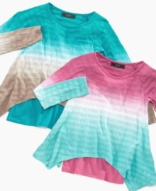 This Jessica Simpson shirt makes getting the layered look easy. A colorful shirt, interesting hemline and a matching tank underneath add appeal to any outfit she pairs it with. (Clearance) This Jessica Simpson shirt makes getting the layered look easy. A colorful shirt, interesting hemline and a matching tank underneath add appeal to any outfit she pairs it with. (Clearance)