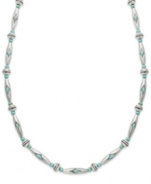 Take on trendy turquoise this season. Lauren by Ralph Lauren's stylish necklace combines turquoise beads with silver tone mixed metal for a chic look. Approximate length: 18 inches + 2-inch extender.