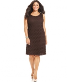 Snag elegant desk-to-dinner style with Jones New York Signature's sleeveless plus size dress.