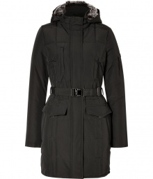 Stylish and sporty with an ultra soft rabbit fur lined hood, Woolrichs Blizzard down parka is a must for cool weather looks - Stand-up collar, hood with rabbit fur lining, long sleeves with zip pocket, fitted ribbed knit cuffs, hidden two-way front zip, front patch pockets, elasticized back with adjustable belt, quilted front and back - Contemporary fit, fitted waist, slightly longer length - A versatile, classic coat perfect for both city streets and country slopes Stylish and sporty with an ultra soft rabbit fur lined hood, Woolrichs Blizzard down parka is a must for cool weather looks - Stand-up collar, hood with rabbit fur lining, long sleeves with zip pocket, fitted ribbed knit cuffs, hidden two-way front zip, front patch pockets, elasticized back with adjustable belt, quilted front and back - Contemporary fit, fitted waist, slightly longer length - A versatile, classic coat perfect for both city streets and country slopes