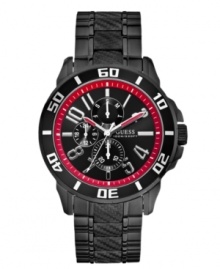 Get in gear with this ready-for-action watch by GUESS. Get in gear with this ready-for-action watch by GUESS.