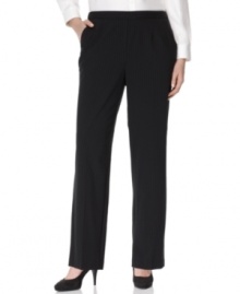 Want to look slim and sensational in plus size clothes? Try JM Collection's pinstriped pants, enhanced by a tummy control panel--they're an Everyday Value in plus size fashion!